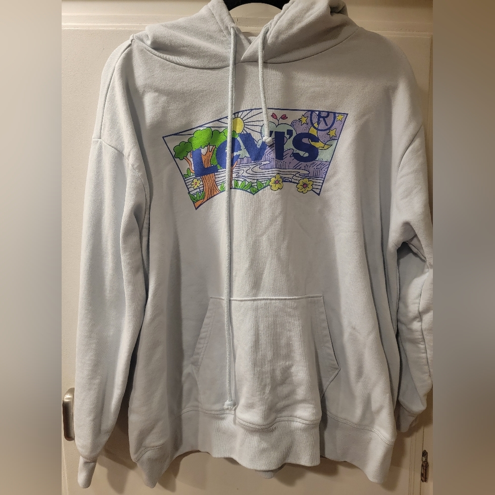 Levi's Blue Printed Graphic Nature-Themed Hoodie